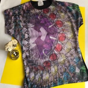 Mariuccia top Modern Italian graphic art print Ladies top Size M EUC